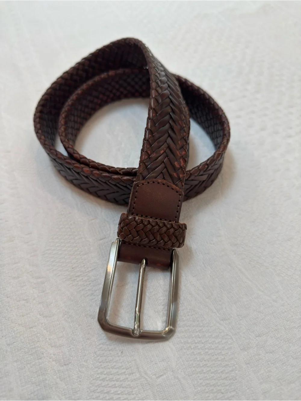 Trafalgar Braided Leather Belt Mens Size M Brown Woven Dress Casual